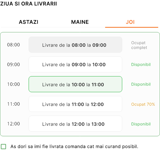 Modulul Intervale orare pentru livrare
